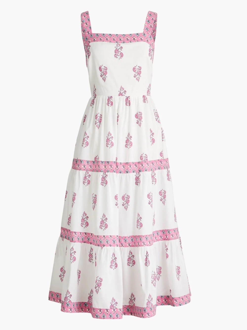 Jcrew block print square neck tiered dress